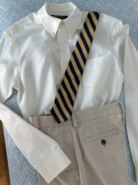 Brooks Brothers Boys Chino Pants, shirt and tie outfit